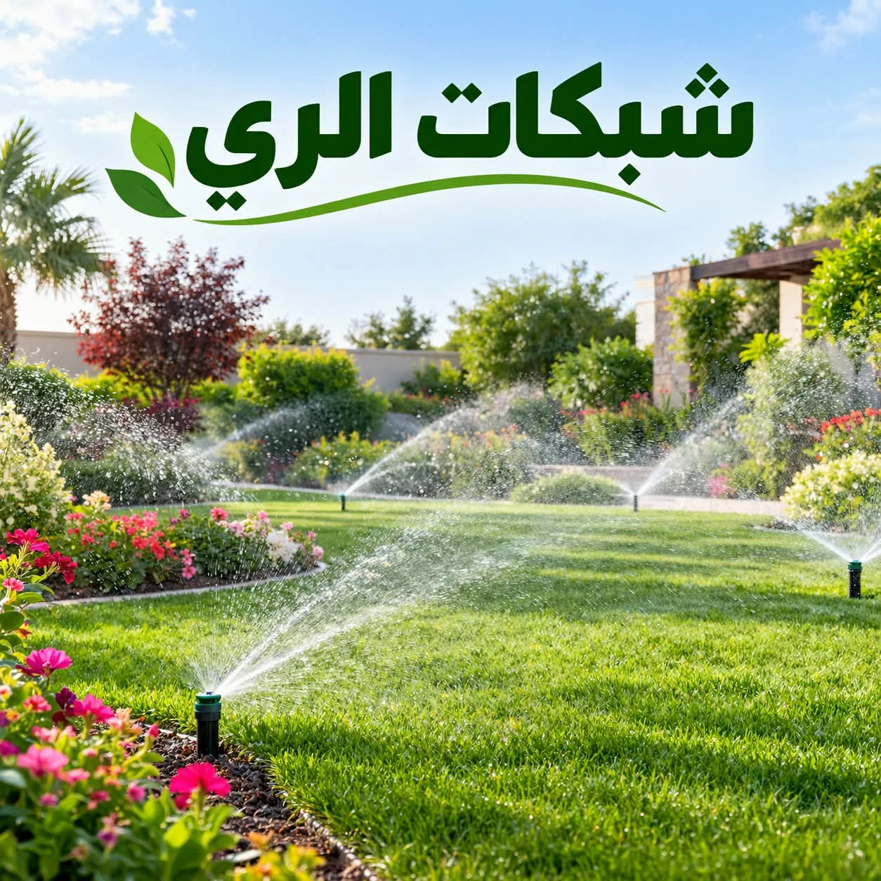 غلاف شبكات الري بحديقة ورشاشات تعمل مع عبارة شبكات الري